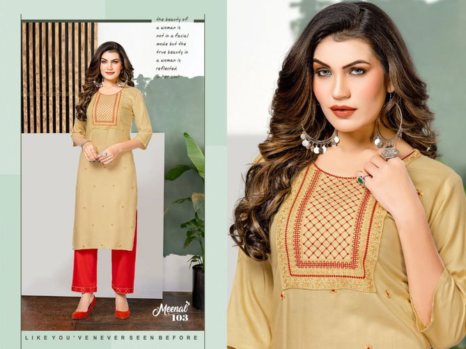 Trendy Meenal Ethnic Wear Designer Wholesale Kurti With Bottom
